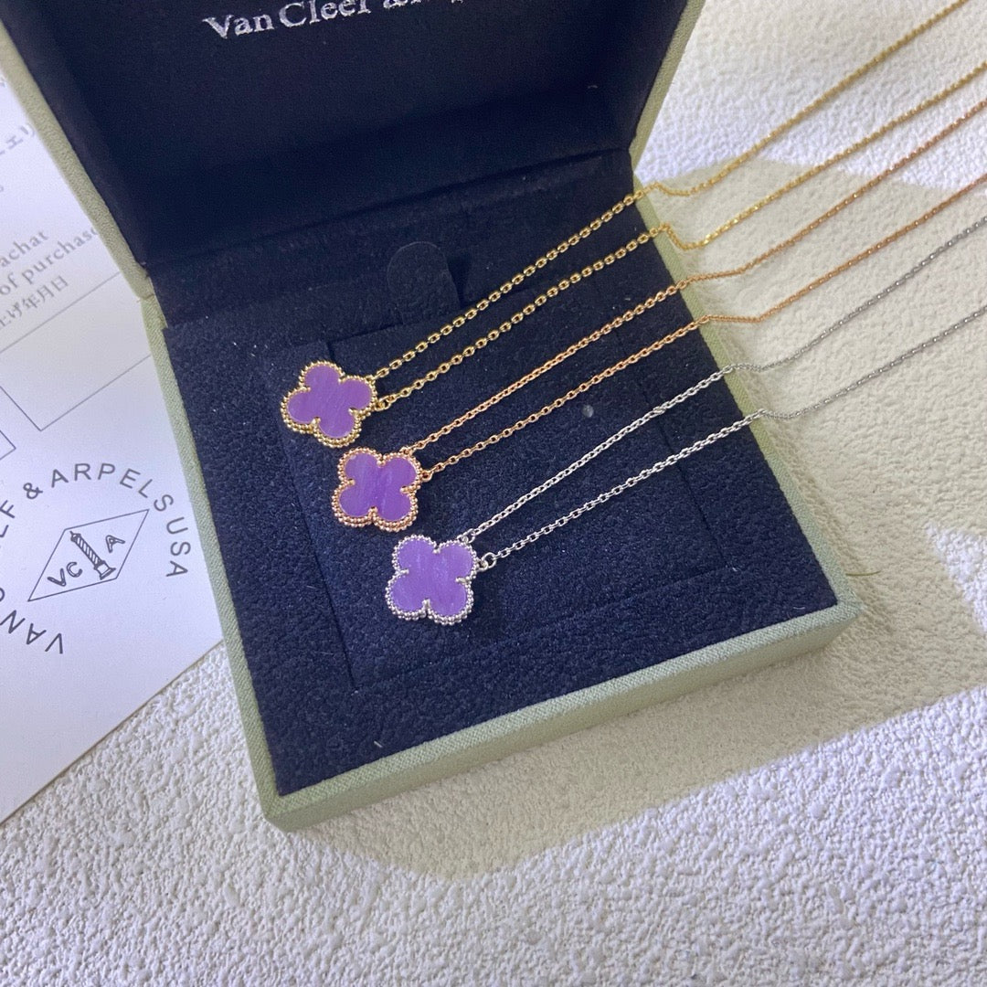 ¡®Moco¡¯CLOVER 15MM PURPLE VIOLET NECKLACE