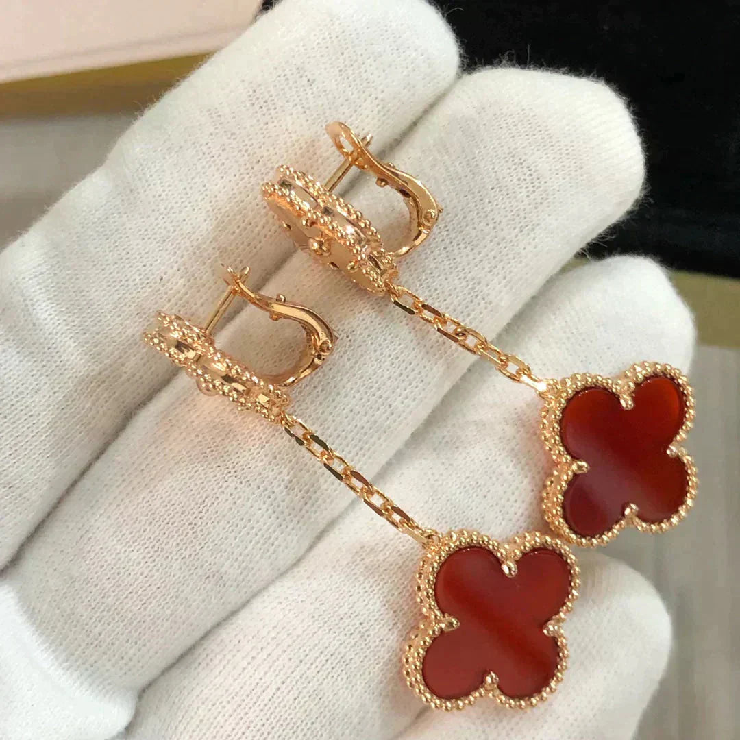 ¡®Moco¡¯CLOVER 2 MOTIF  LASER CARNELIAN EARRINGS