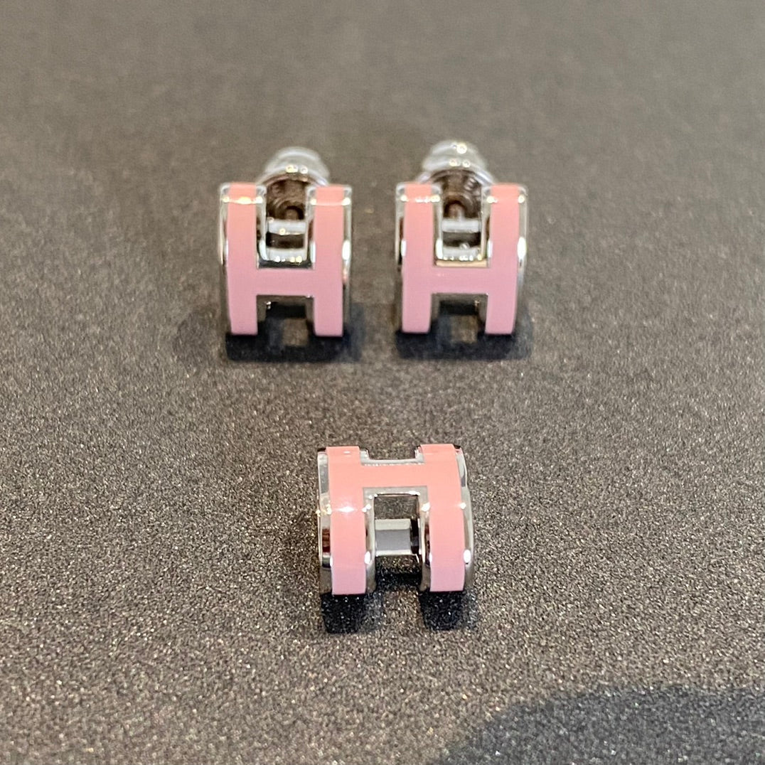 ¡®Moco¡¯MINI POP H SILVER EARRINGS PINK