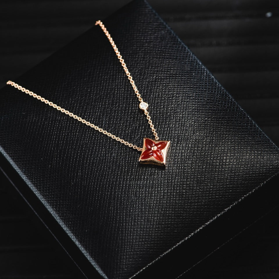 ¡®Moco¡¯STAR NECKLACE PINK GOLD 1 DIAMOND