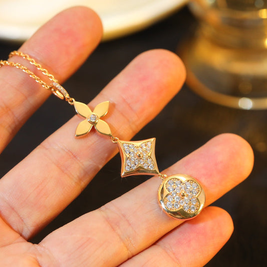 ¡®Moco¡¯STAR AND SUN DIAMOND PINK GOLD NECKLACE