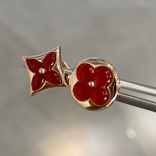 ¡®Moco¡¯STAR AND SUN PINK GOLD CARNELIAN STUD EARRINGS