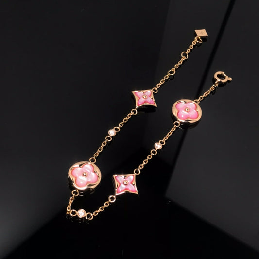 ¡®Moco¡¯STAR AND SUN 4 MOTIF PINK MOP PINK GOLD BRACELET
