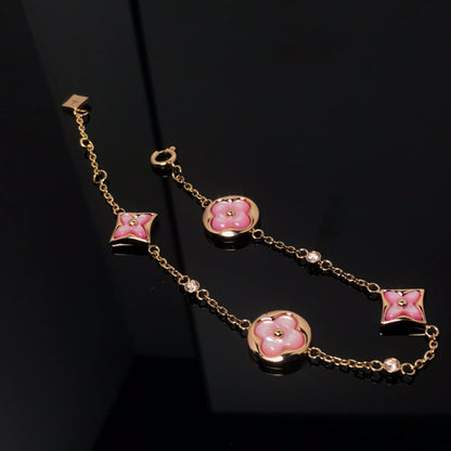 ¡®Moco¡¯STAR AND SUN 4 MOTIF PINK MOP PINK GOLD BRACELET