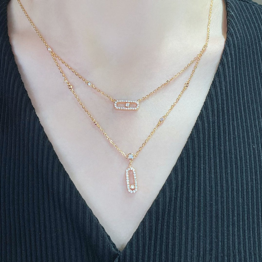 [moco jewelrys ]MOVE 2 ROW DIAMOND NECKLACE