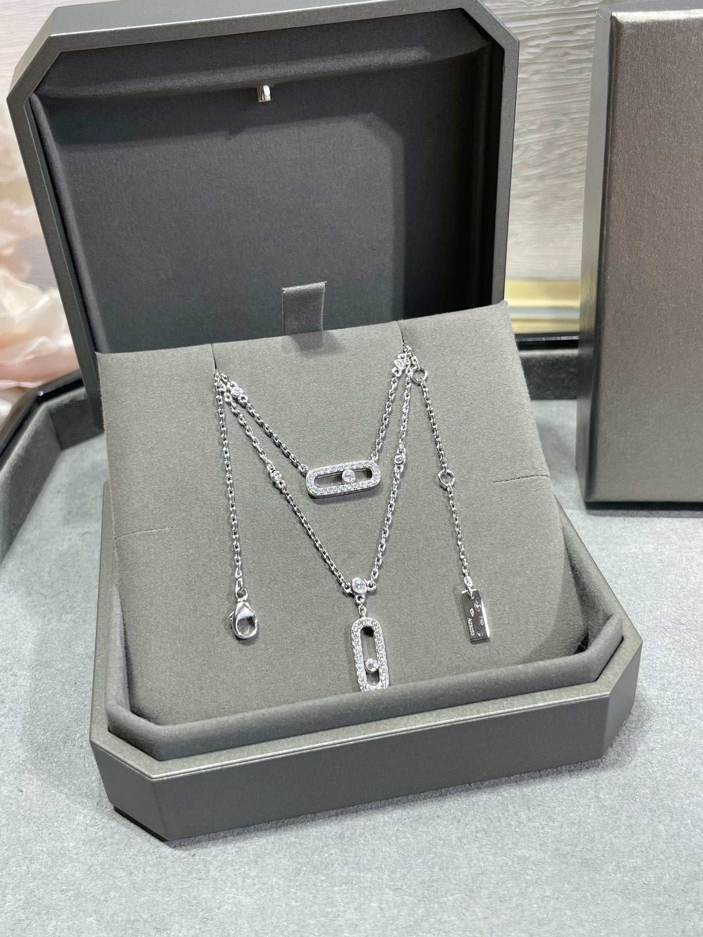 [moco jewelrys ]MOVE 2 ROW DIAMOND NECKLACE
