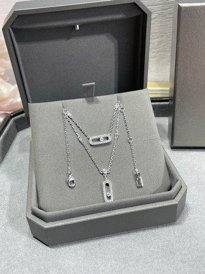 [moco jewelrys ]MOVE 2 ROW DIAMOND NECKLACE