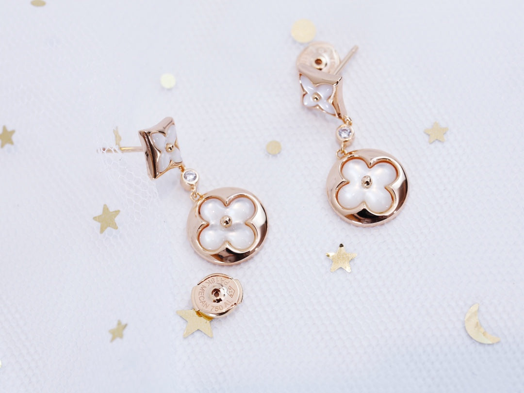 ¡®Moco¡¯STAR AND SUN PINK GOLD MOP DROP EARRINGS