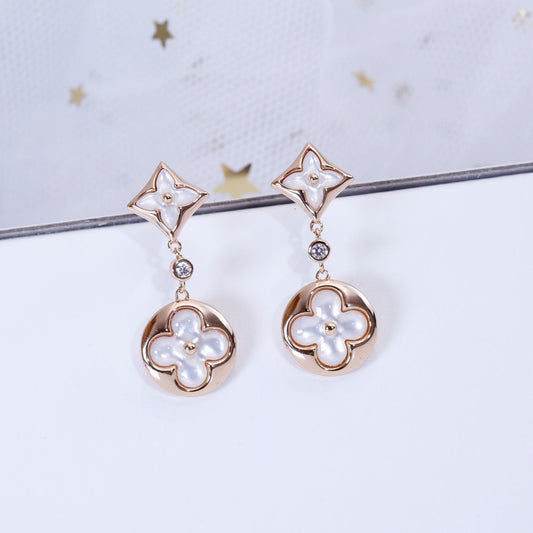 ¡®Moco¡¯STAR AND SUN PINK GOLD MOP DROP EARRINGS