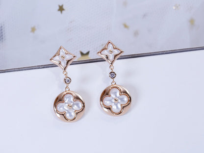 ¡®Moco¡¯STAR AND SUN PINK GOLD MOP DROP EARRINGS