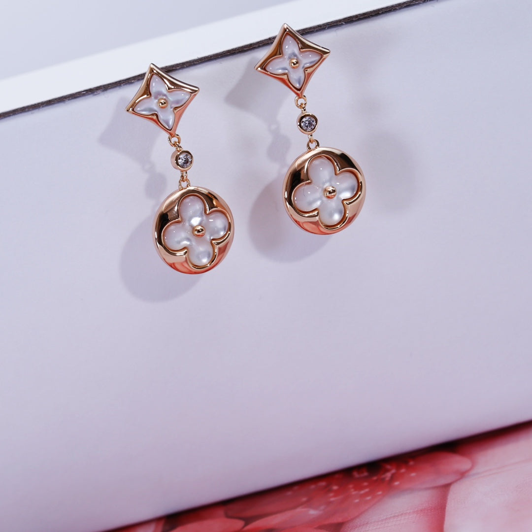 ¡®Moco¡¯STAR AND SUN PINK GOLD MOP DROP EARRINGS