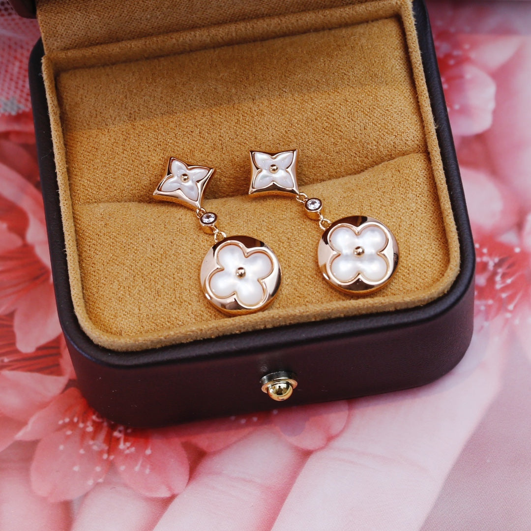 ¡®Moco¡¯STAR AND SUN PINK GOLD MOP DROP EARRINGS