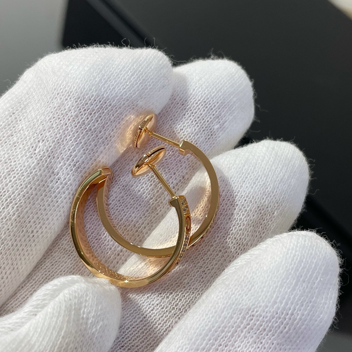 ¡®Moco¡¯LOVE DIAMOND PINK GOLD HOOP EARRINGS