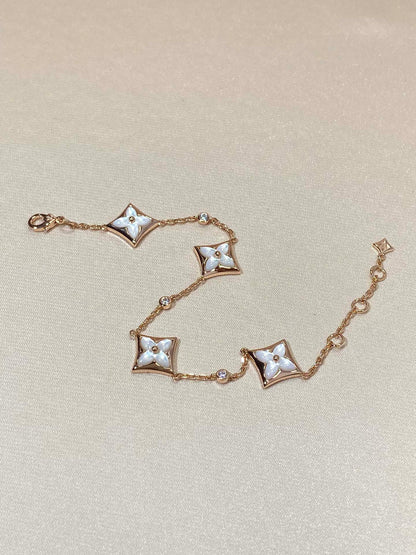 ¡®Moco¡¯STAR 4 MOTIF MOP DIAMOND PINK GOLD BRACELET