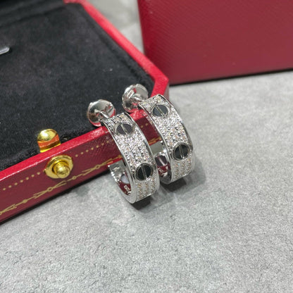 ¡®Moco¡¯LOVE CERAMIC DIAMOND PAVED SILVER EARRINGS