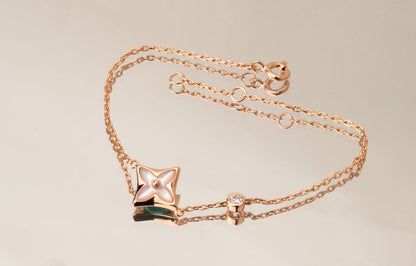 ¡®Moco¡¯STAR PINK MOP 1 DIAMOND PINK GOLD NECKLACE