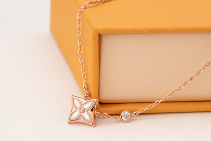 ¡®Moco¡¯STAR PINK MOP 1 DIAMOND PINK GOLD NECKLACE