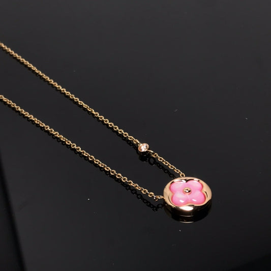 ¡®Moco¡¯COLOR BLOSSOM PINK MOP SUN GOLD NECKLACE