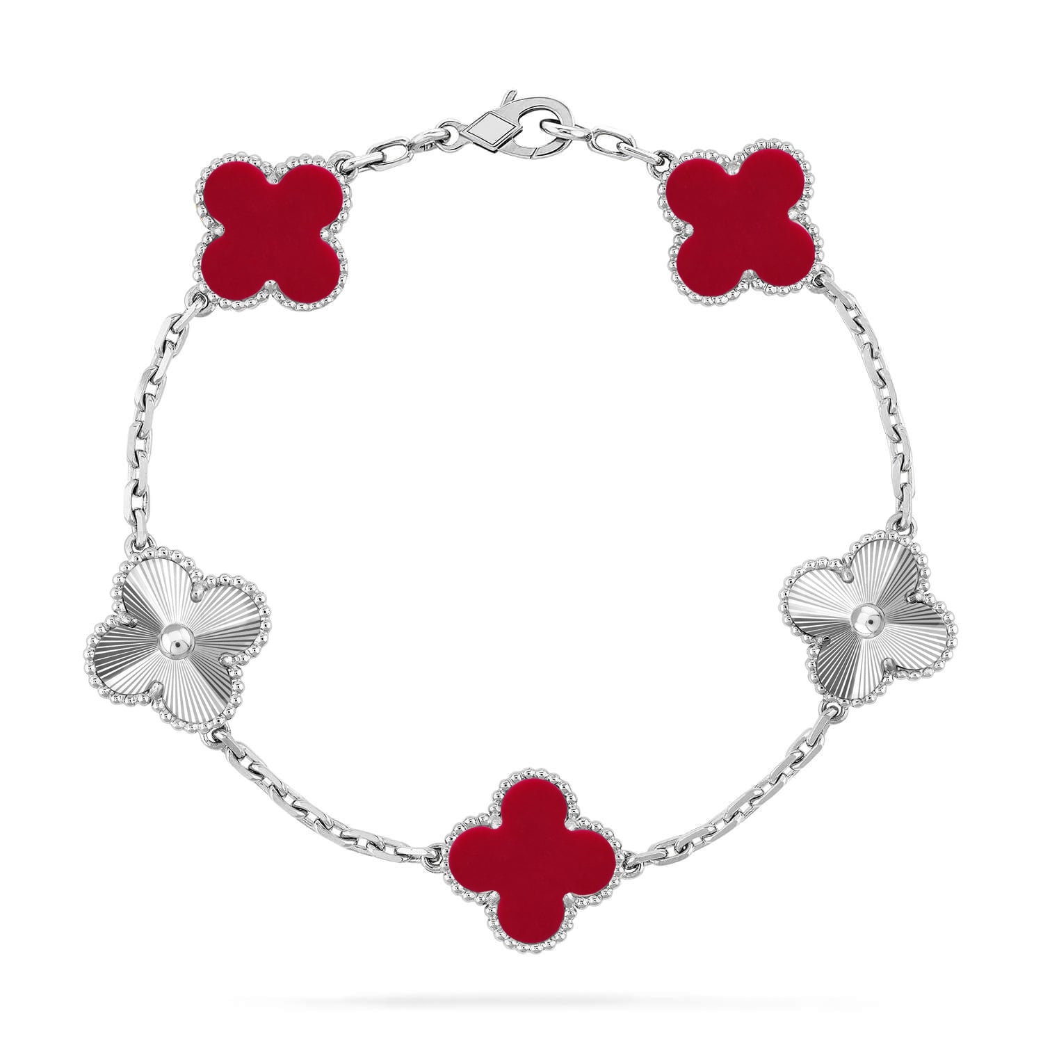 [Star]New  CLOVER 5 MOTIF RED CORNELIAN BRACELET COLLECTION