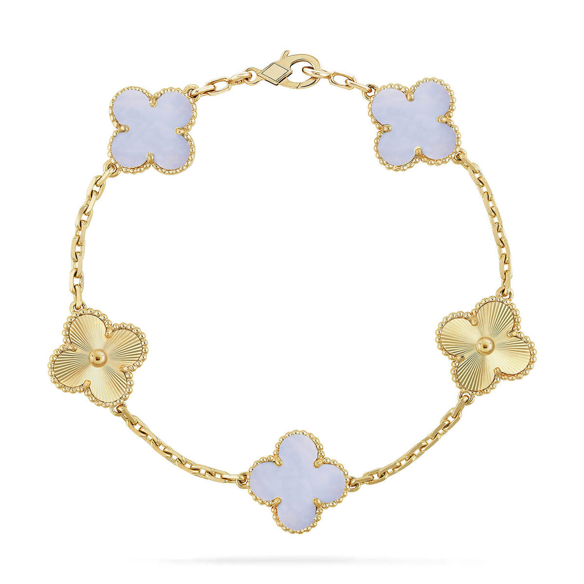 [Star]New  CLOVER 5 MOTIF PURPLE CHALCEDONY BRACELET COLLECTION