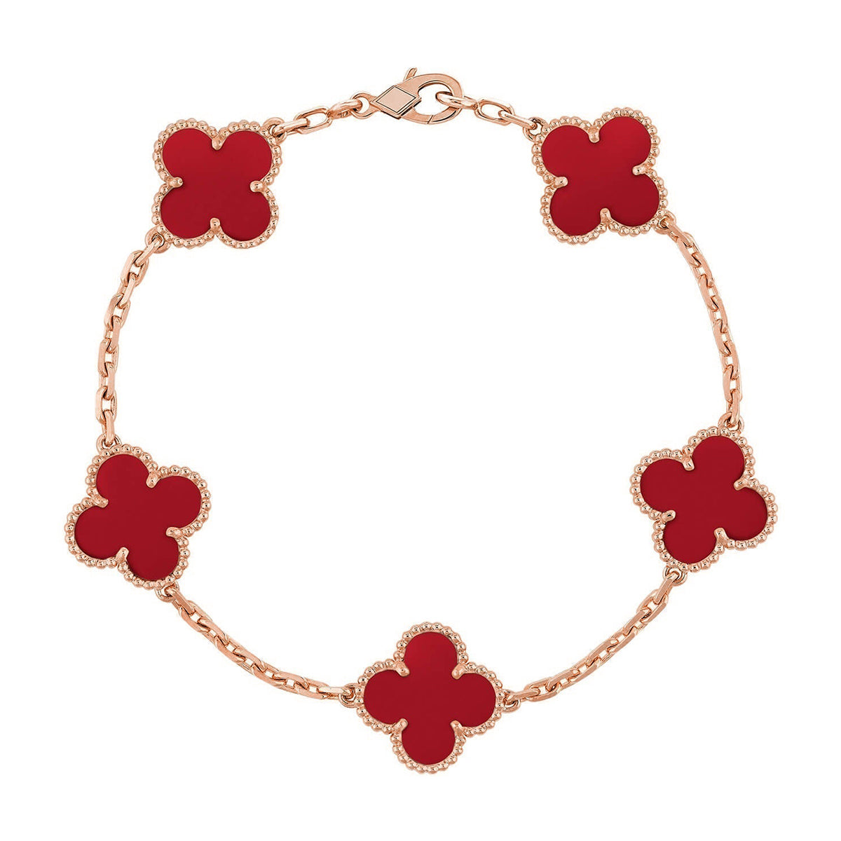 [Star]New  CLOVER 5 MOTIF RED CORNELIAN BRACELET COLLECTION