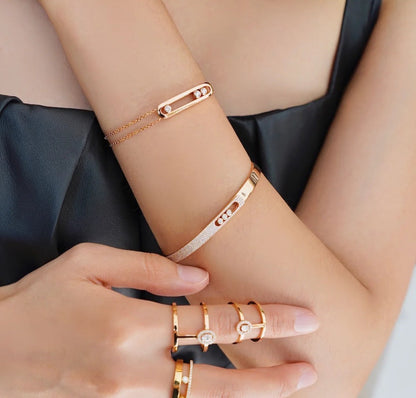 [moco jewelrys ]Move Noa Rose Gold Pavé Diamond Bangle Bracelet