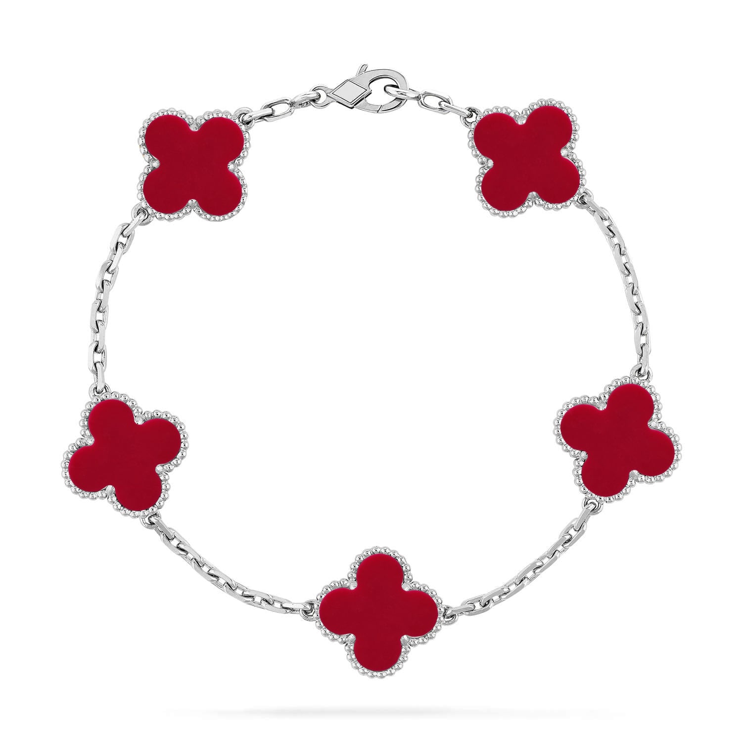 [Star]New  CLOVER 5 MOTIF RED CORNELIAN BRACELET COLLECTION