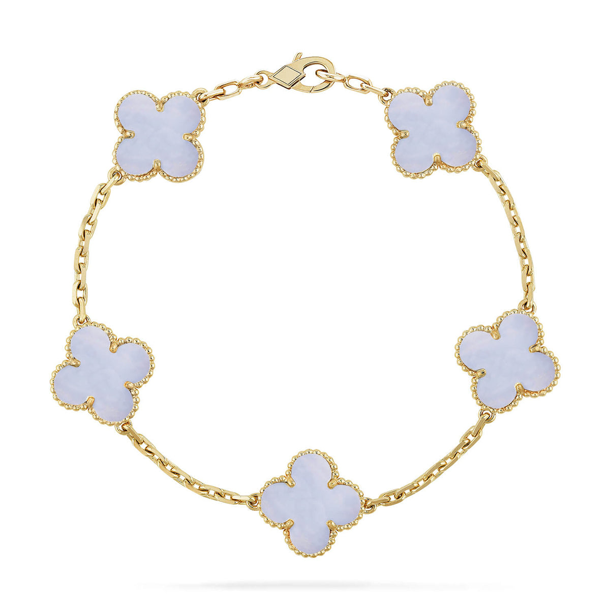 [Star]New  CLOVER 5 MOTIF PURPLE CHALCEDONY BRACELET COLLECTION