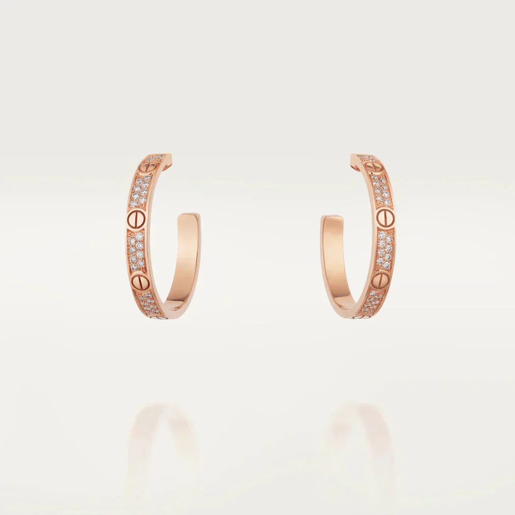 ¡®Moco¡¯LOVE DIAMOND PINK GOLD HOOP EARRINGS