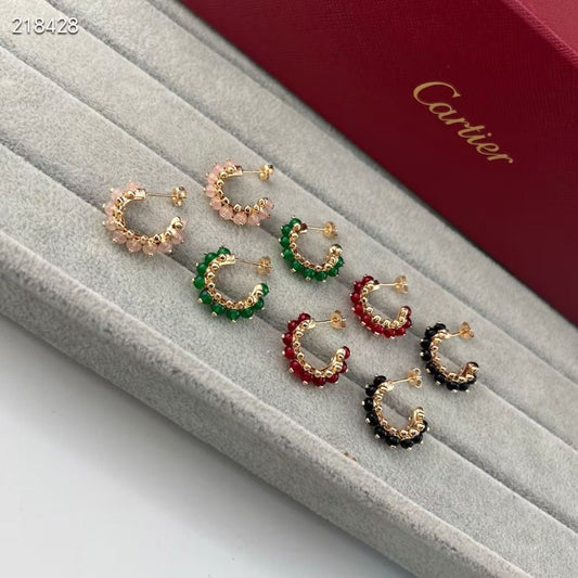 [Moco ]NEW COLORED GEMSTONE COLLECTION SMALL HOOP EARRINGS