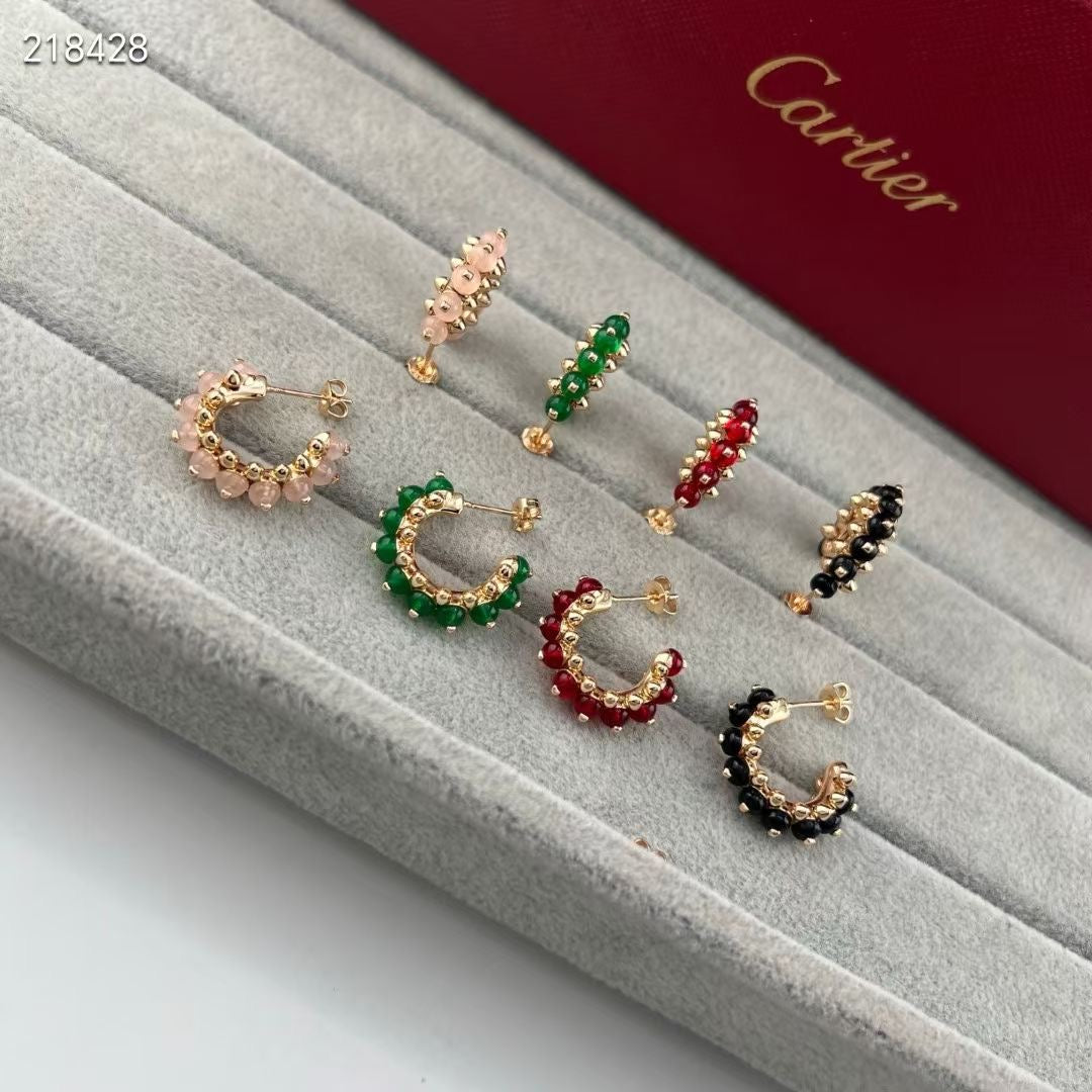 [Moco ]NEW COLORED GEMSTONE COLLECTION SMALL HOOP EARRINGS