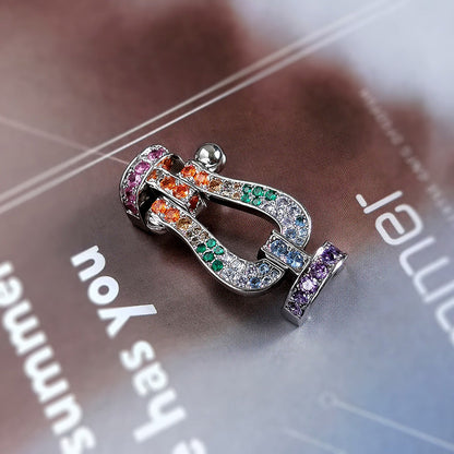 ¡®Moco¡¯FORC LARGE HORSESHOE  COLORED DIAMOND BRACELET SILVER