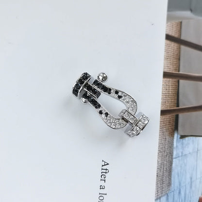 ¡®Moco¡¯FORCE LARGE HORSESHOE BLACK WHITE DIAMOND BRACELET SILVER