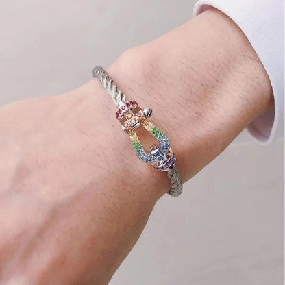 ¡®Moco¡¯FORCE LARGE HORSESHOE  COLORED DIAMOND BRACELET ROSE GOLD