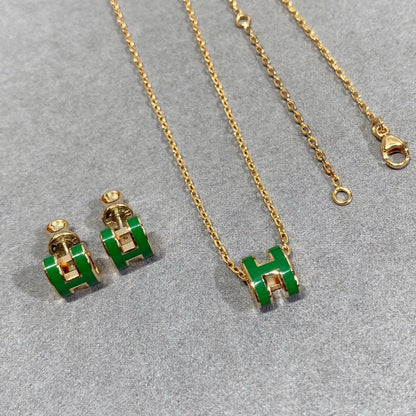 ¡®Moco¡¯POP H GREEN NECKLACE SILVER AND GOLD