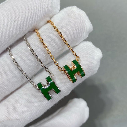 ¡®Moco¡¯POP H GREEN NECKLACE SILVER AND GOLD