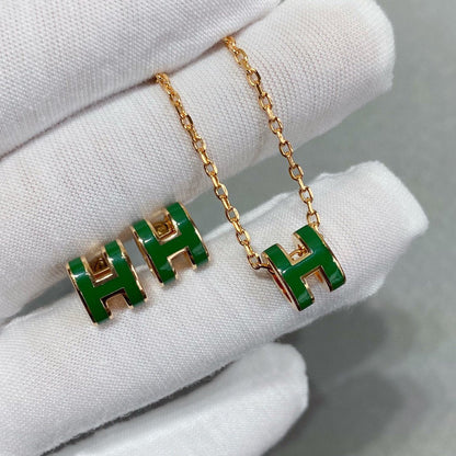 ¡®Moco¡¯POP H GREEN NECKLACE SILVER AND GOLD