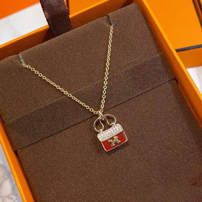¡®Moco¡¯CONSTANCE RED PEDANT PINK GOLD NECKLACE