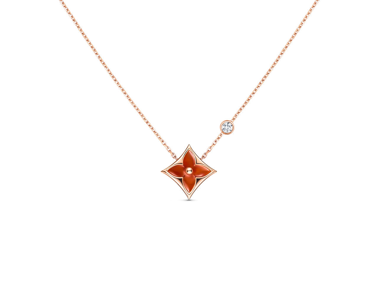 ¡®Moco¡¯STAR NECKLACE PINK GOLD 1 DIAMOND