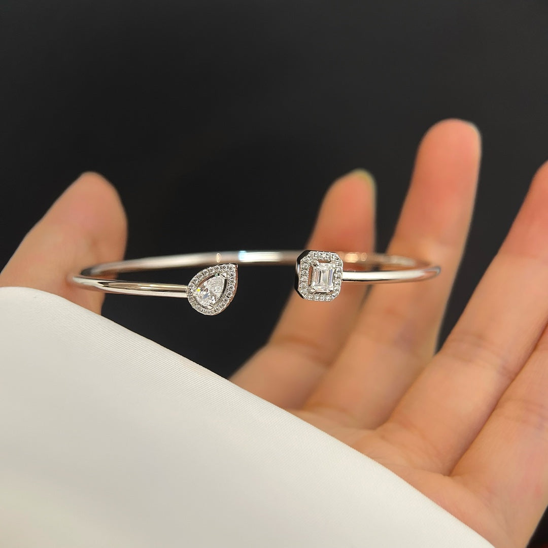 [moco jewelrys ]JONC FLEX MY TWIN TOI & MOI SILVER DIAMOND BRACELET
