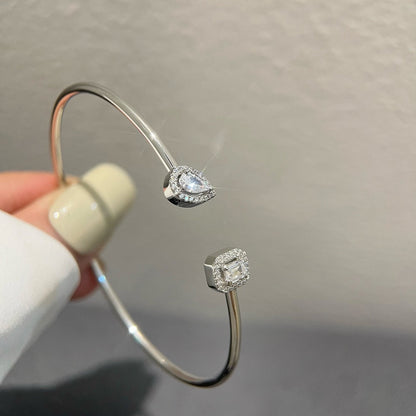 [moco jewelrys ]JONC FLEX MY TWIN TOI & MOI SILVER DIAMOND BRACELET
