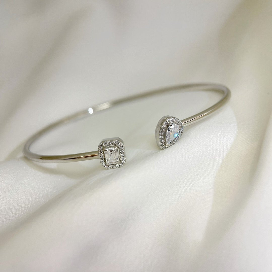 [moco jewelrys ]JONC FLEX MY TWIN TOI & MOI SILVER DIAMOND BRACELET