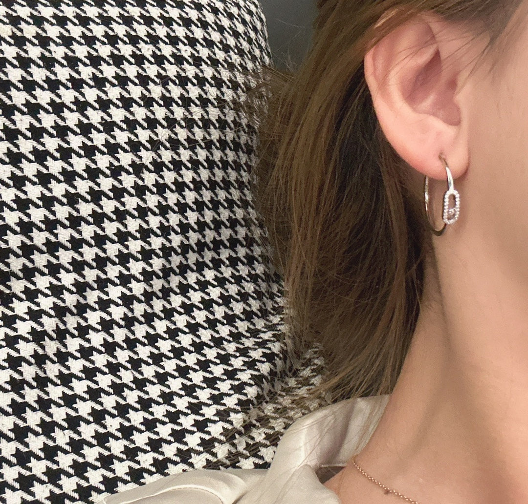 [moco jewelrys ]CREOLES MOVE UNO PM DIAMOND EARRINGS