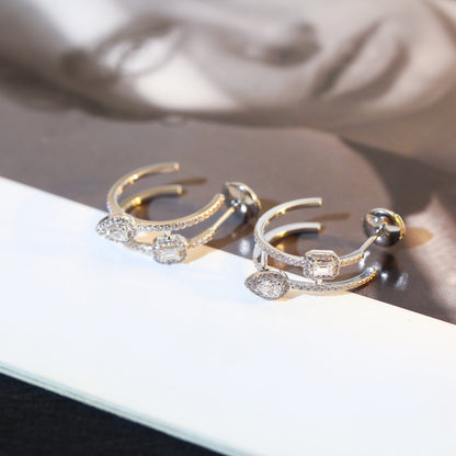 [moco jewelrys ]CREOLES MY TWIN 2 RANGS SILVER DIAMOND EARRINGS