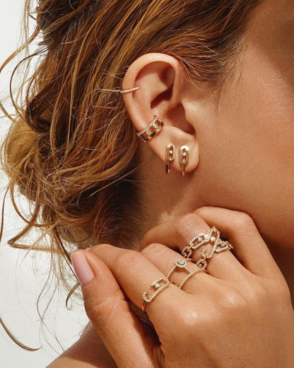 [moco jewelrys ]CREOLES MOVE UNO MINI 1 DIAMOND EARRINGS