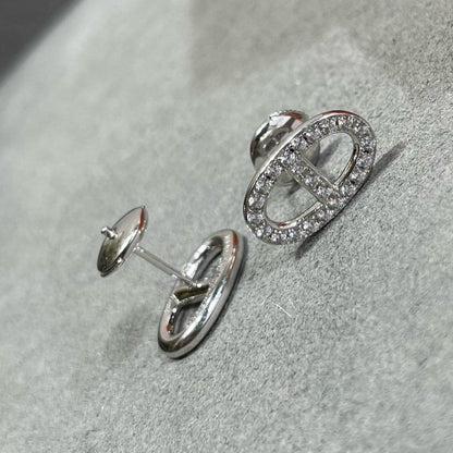 ¡®Moco¡¯HM FULL DIAMOND PIG NOSE STUD EARRINGS