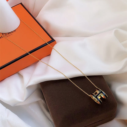 ¡®Moco¡¯HM CLIC BLACK ENAMEL GOLD NECKLACE