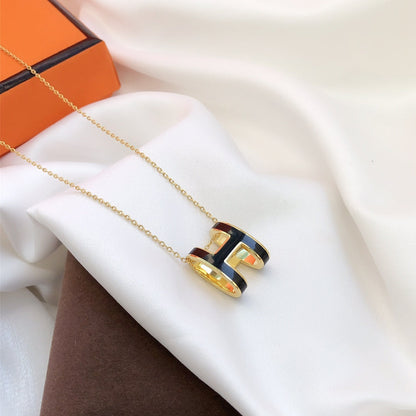 ¡®Moco¡¯HM CLIC BLACK ENAMEL GOLD NECKLACE