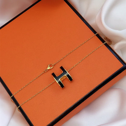 ¡®Moco¡¯HM CLIC BLACK ENAMEL GOLD NECKLACE