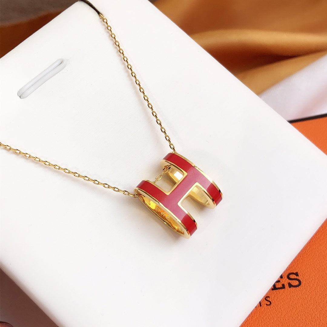 ¡®Moco¡¯HM CLIC RED ENAMEL GOLD NECKLACE